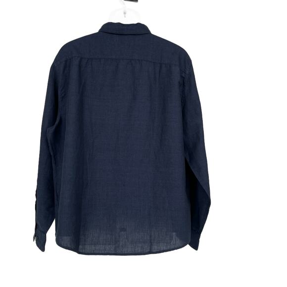 Perry Ellis Men's Untucked Roll Sleeve Linen Shirt in Navy Size XXL - Picture 4 of 6